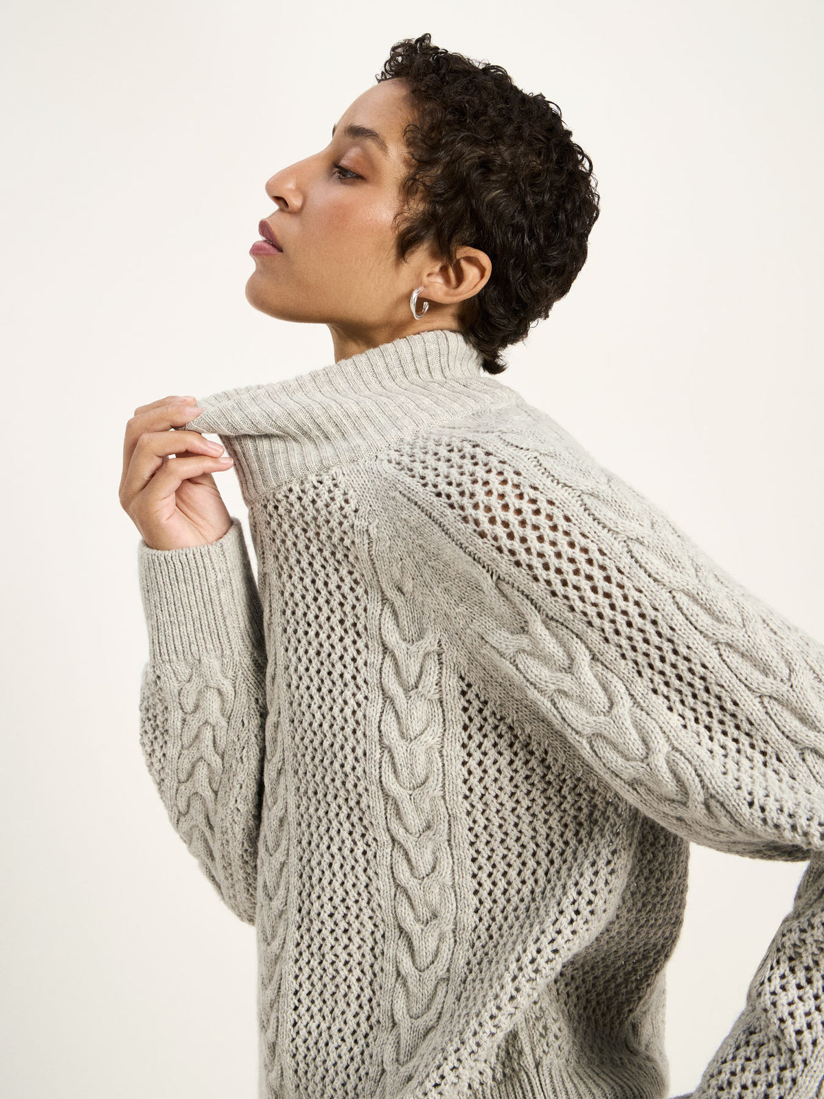 Zopf-Pullover aus Bio-Schurwolle und Bio-Baumwolle (GOTS)