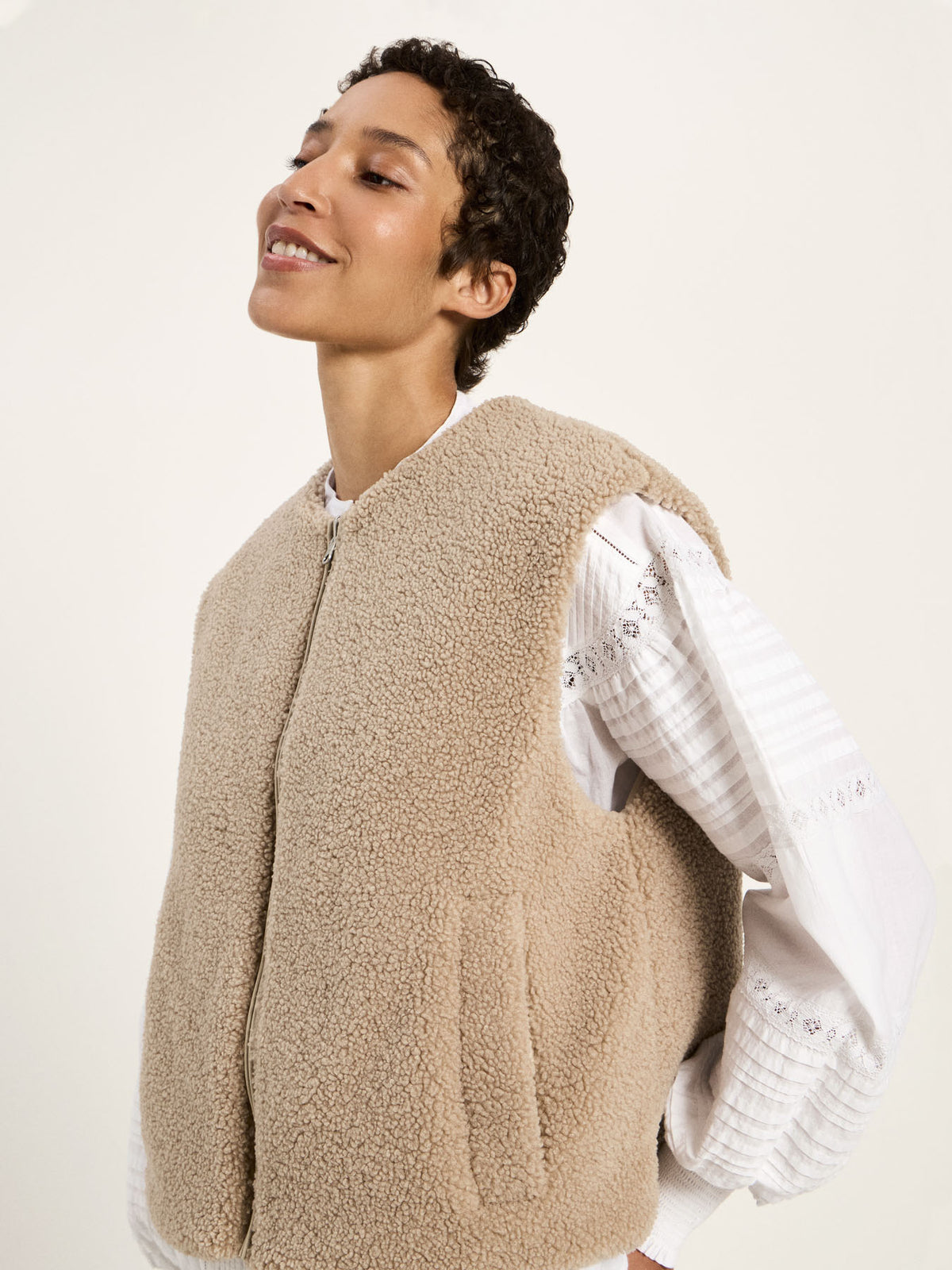 Teddy-Steppweste zum Wenden aus recyceltem Polyester