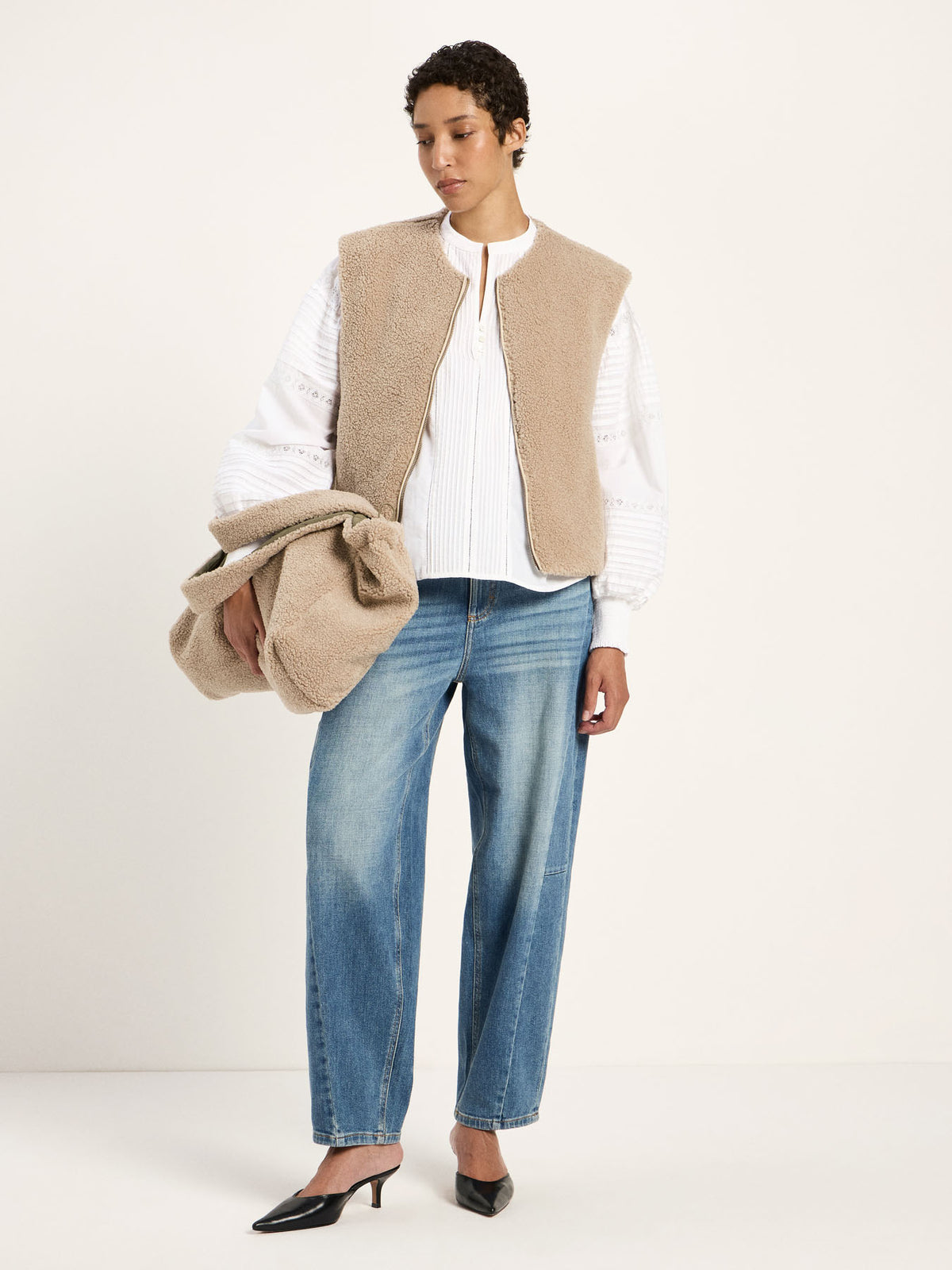 Teddy-Steppweste zum Wenden aus recyceltem Polyester