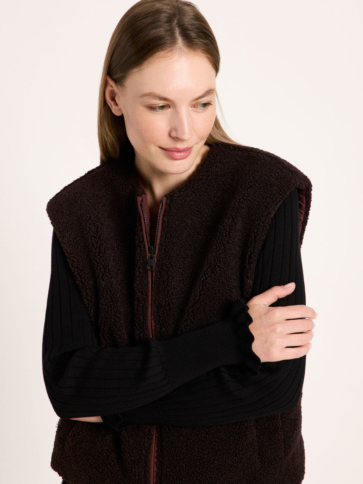 Teddy-Steppweste zum Wenden aus recyceltem Polyester