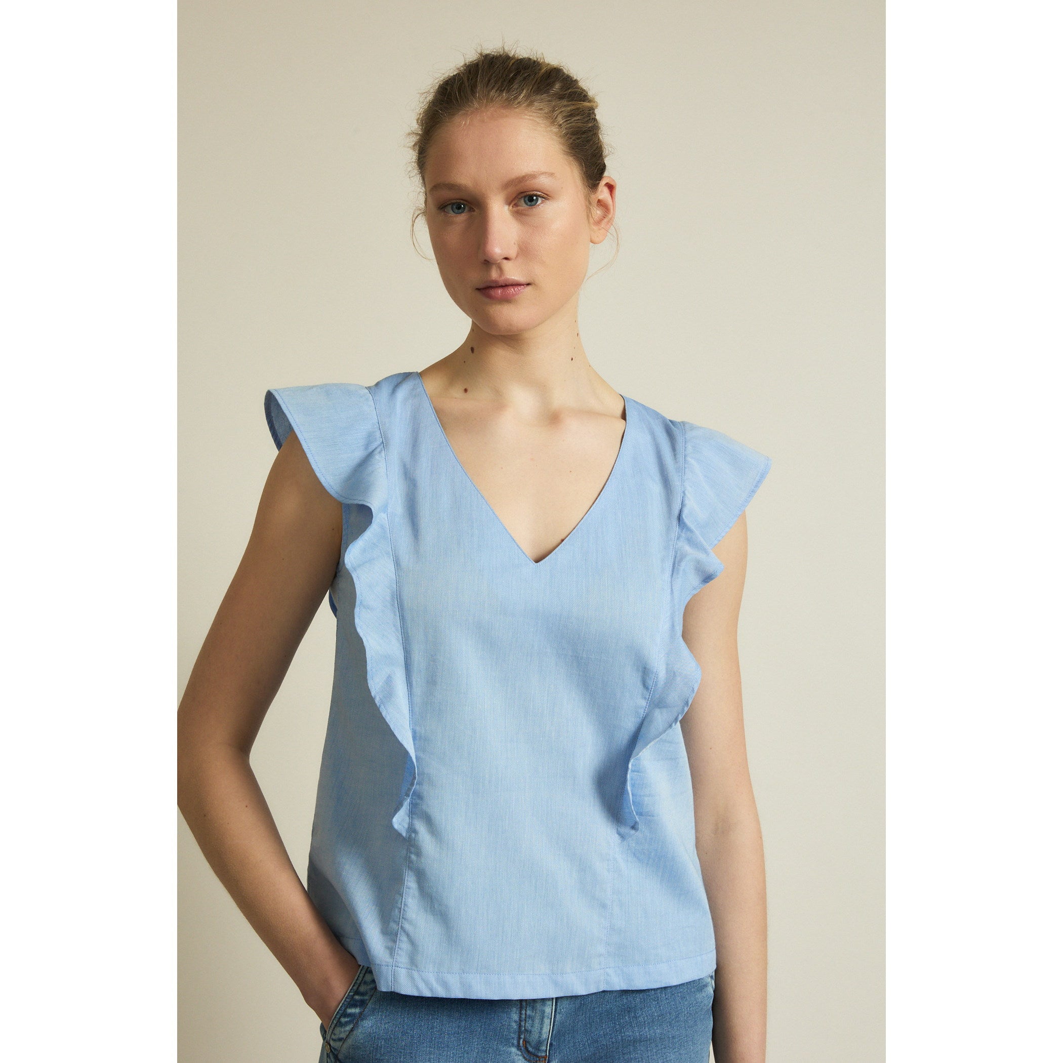 Chambray Blusentop aus Bio-Baumwolle