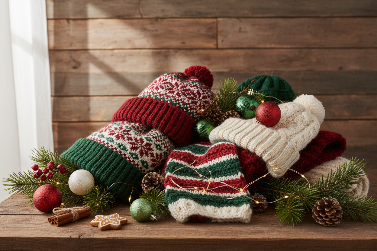Mützen und Schals zu Weihnachten